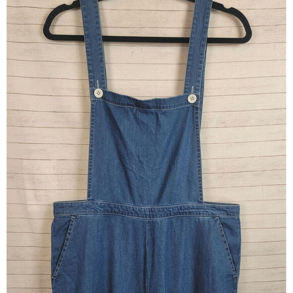 American Apparel Blue Denim Wide Leg Overalls,  sz XL - Picture 3 of 16